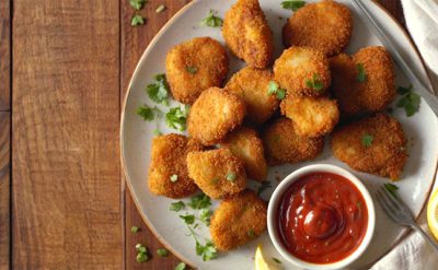 ناگت مرغ در سرخ کن بدون روغن